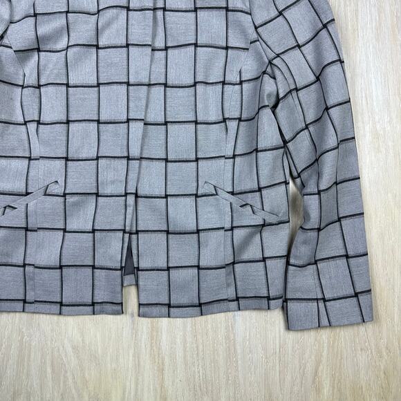 Halogen Gray Checkered Plaid Front Zipper Chic Casual Career Blazer Jacket XL - Picture 5 of 14